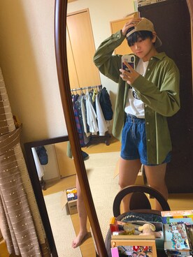 「GU（ジーユー）のアイテム（ノーカラージャケット）」を使った、Chisaさん（レディース・170cm）の秋コーディネート