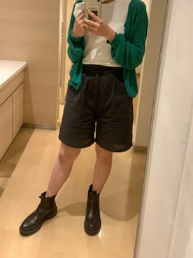 「UNIQLO（ユニクロ）のスーピマコットンリブクルーネックT（半袖）（Tシャツ/カットソー）」を使った、fu🌿さん（レディース・160cm）の夏コーディネート