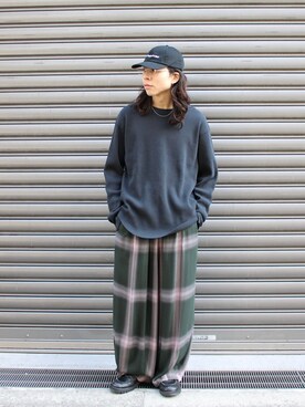 「WISM（ウィズム）のWith A Beginner’s Mind / ウィズ ア ビギナーズ マインド Logo Hat BLK/BLU（キャップ、ブラック系）」を使った、鈴木 健心さん（メンズ・176cm）の冬コーディネート