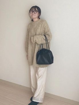 「SPINNS（スピンズ）のアイテム（メガネ）」を使った、しろまめさん（レディース・154cm）の秋コーディネート