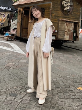 「WEARyouthコーデ」｜「アイテム（バレエシューズ）」を使った、しろまめさん（レディース・154cm）の秋コーディネート