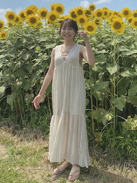 「ひまわり畑」｜「アイテム（アクセサリー）」を使った、しろまめさん（レディース・154cm）の夏コーディネート