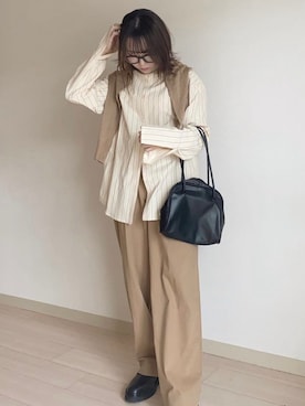 「SPINNS（スピンズ）のアイテム（メガネ）」を使った、しろまめさん（レディース・154cm）の秋コーディネート