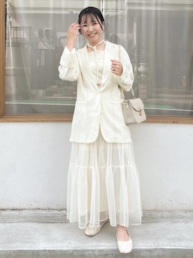 「いまどきジャケット写真」｜「アイテム（バレエシューズ）」を使った、しろまめさん（レディース・154cm）の春コーディネート