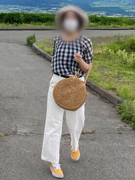 「VANS（バンズ）のVANS AUTHENTIC 44 DX（スニーカー、イエロー系）」を使った、まおさん（レディース・165cm）の夏コーディネート