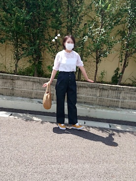 「VANS（バンズ）のVANS AUTHENTIC 44 DX（スニーカー、イエロー系）」を使った、まおさん（レディース・165cm）の夏コーディネート