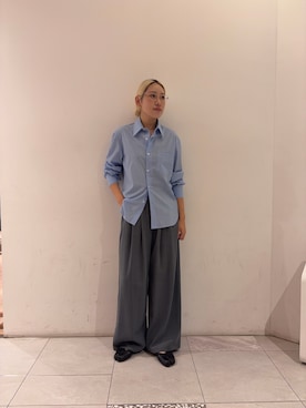 「URBAN RESEARCH（アーバンリサーチ）の『3サイズ展開』『イージーケア』タックギャザーストレートパンツ（その他パンツ、グレー系）」を使った、marieさん（レディース・165cm）の夏コーディネート