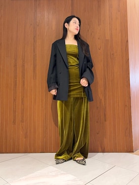 「アイテム（ワンピース、グリーン系）」を使った、marieさん（レディース・165cm）の秋コーディネート
