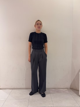 「URBAN RESEARCH（アーバンリサーチ）の『4サイズ展開』ダブルクロスキュプラストレートパンツ（その他パンツ、グレー系）」を使った、marieさん（レディース・165cm）の夏コーディネート