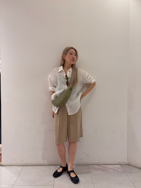 「URBAN RESEARCH（アーバンリサーチ）のリネン2WAYシャツ（シャツ/ブラウス、ホワイト系）」を使った、marieさん（レディース・165cm）の春コーディネート