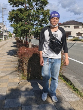「G-STAR RAW（ジースターロゥ）のアイテム（帽子）」を使った、もちもちさん（メンズ・172cm）の秋コーディネート