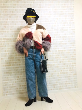 「JEANASIS（ジーナシス）のキリカエミニショルダー/214640（ショルダーバッグ、ブラック系）」を使った、saya380424さん（レディース・159cm）の冬コーディネート