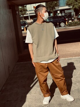 Gu ジーユー のベスト グリーン系 を使ったメンズ人気ファッションコーディネート Wear