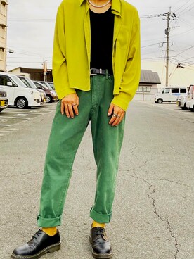 Gu ジーユー のデニムパンツ グリーン系 を使ったメンズ人気ファッションコーディネート Wear