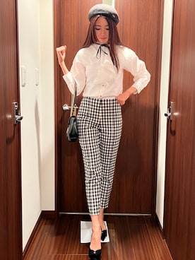 「BLUE LABEL CRESTBRIDGE（ブルーレーベルクレストブリッジ）のアイテム（ハンチング/ベレー帽）」を使った、mayunaさん（レディース・167cm）の春コーディネート
