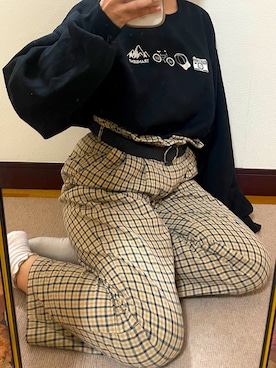 「kutir（クティール）のアウトドア刺繍裏起毛スウェット（スウェット）」を使った、しゅん*さん（レディース・154cm）の秋コーディネート