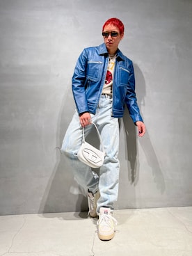 「DIESEL（ディーゼル）のアイテム（ライダースジャケット）」を使った、Yumaさん（メンズ・175cm）の冬コーディネート