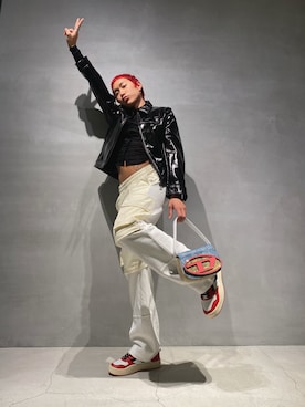 「DIESEL（ディーゼル）のアイテム（ライダースジャケット）」を使った、Yumaさん（メンズ・175cm）の秋コーディネート
