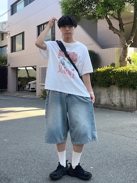「BROKEN BASE（ブロークンベース）のアイテム（バッグ）」を使った、レンタロウさん（メンズ・175cm）の夏コーディネート