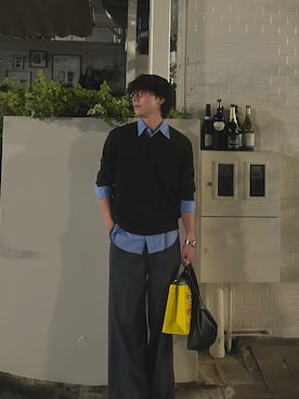 「アイテム（スラックス）」を使った、レンタロウさん（メンズ・175cm）の秋コーディネート