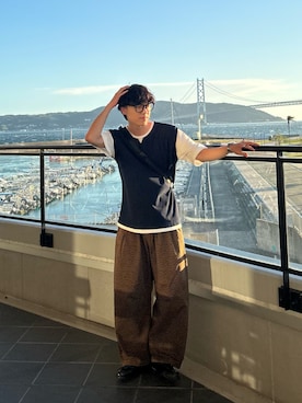「ベスト」｜レンタロウさん（メンズ・175cm）の夏コーディネート