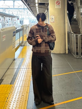 「アイテム（ボディバッグ/ウエストポーチ）」を使った、レンタロウさん（メンズ・175cm）の冬コーディネート