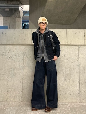 「アイテム（モカシン/デッキシューズ）」を使った、レンタロウさん（メンズ・175cm・20代）の冬コーディネート