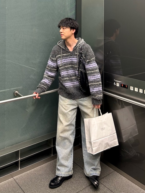 WIDE BAGGY RHINESTONE DENIM / ワイドバギーラインストーンデニム