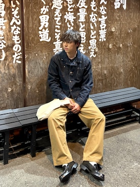 「無印良品（ムジルシリョウヒン）のアイテム（パンツ）」を使った、レンタロウさん（メンズ・175cm）の春コーディネート