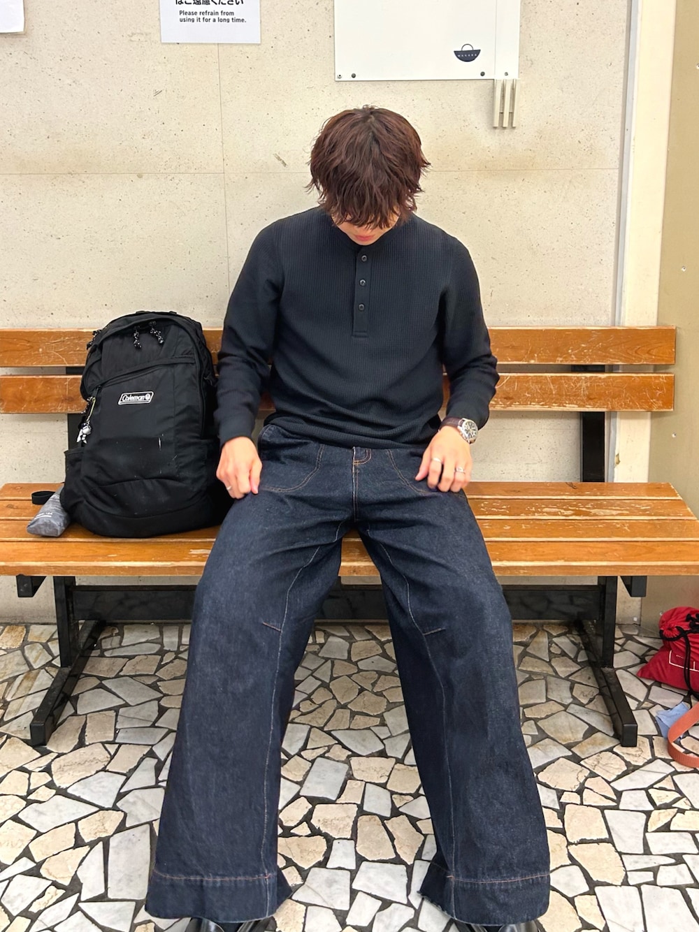 Camphor Wood knee wide baggy denim pants（Knee TUCK Wide Baggy 
