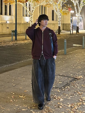 「アイテム（ボディバッグ/ウエストポーチ）」を使った、レンタロウさん（メンズ・175cm）の秋コーディネート