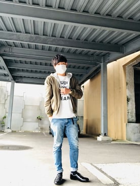 「no brand（ノーブランド）のアイテム（ブルゾン）」を使った、keisuke3405さん（メンズ・171cm）の秋コーディネート