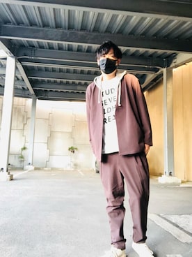 「tk.TAKEO KIKUCHI（ティーケータケオキクチ）のアイテム（ノーカラージャケット）」を使った、keisuke3405さん（メンズ・171cm）の冬コーディネート
