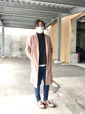 「no brand（ノーブランド）のアイテム（ノーカラーコート）」を使った、keisuke3405さん（メンズ・171cm）の秋コーディネート