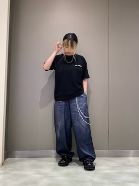 「TALKING ABOUT THE ABSTRACTION（トーキング　アバウト　ジ　アブストラクション）のアイテム（パンツ）」を使った、runaさん（レディース・159cm）の夏コーディネート