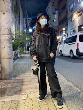 「ISAMU KATAYAMA BACKLASH（イサムカタヤマバックラッシュ）のアイテム（帽子）」を使った、runaさん（レディース・159cm）の冬コーディネート