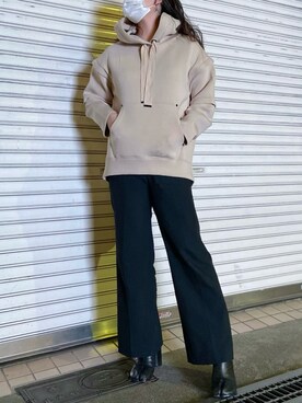 「おとなコーデ」｜「アイテム（パーカー）」を使った、runaさん（レディース・159cm）の冬コーディネート