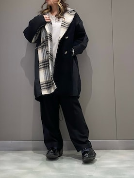 「アイテム（チェスターコート）」を使った、runaさん（レディース・159cm）の秋コーディネート