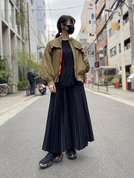 「ROYAL FLASH（ロイヤルフラッシュ）のアイテム（ブルゾン）」を使った、runaさん（レディース・159cm）の冬コーディネート