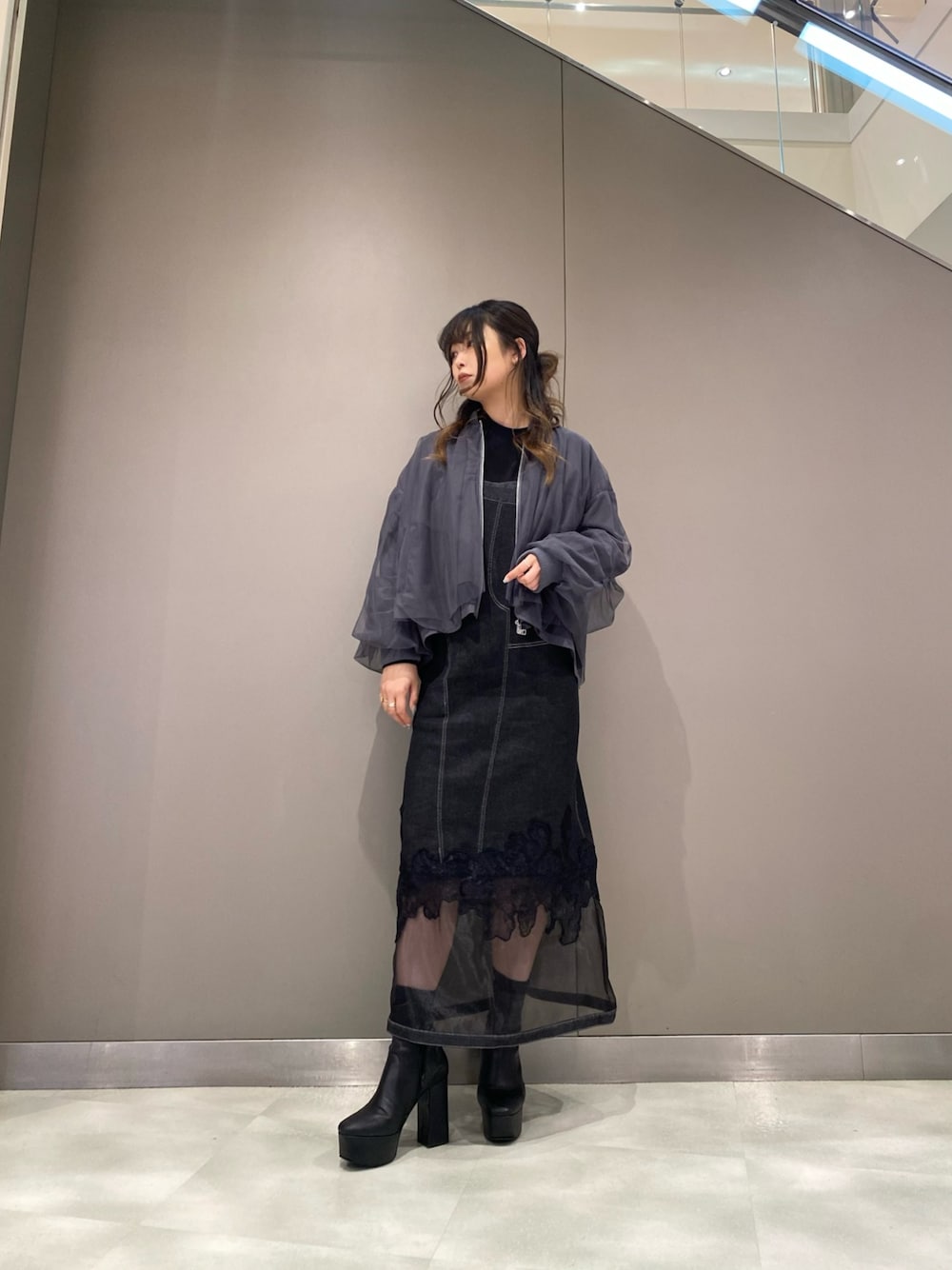 AULA AILA/アウラアイラ/MESH COMBINATION TULLE LAYERED
