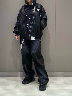 「アイテム（MA-1）」を使った、runaさん（レディース・159cm）の冬コーディネート