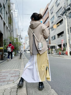 「プリーツ」｜「アイテム（PC・スマホグッズ/家電）」を使った、runaさん（レディース・159cm）の冬コーディネート