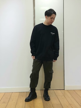 「ALLSAINTS（オールセインツ）のUNDERGROUND CREW（スウェット、ブラック系）」を使った、Naoya 〈相互フォロー〉さん（メンズ・168cm）の冬コーディネート