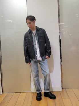 「ALLSAINTS（オールセインツ）のアイテム（ジャケット/アウター、ブラック系）」を使った、Naoya 〈相互フォロー〉さん（メンズ・168cm）の春コーディネート