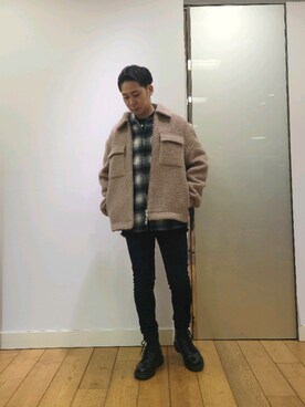 「チェック柄に恋してる」｜「アイテム（その他アウター）」を使った、Naoya 〈相互フォロー〉さん（メンズ・168cm）の冬コーディネート