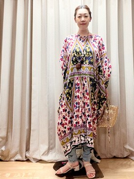 「niko and...（ニコアンド）のアイテム（かごバッグ）」を使った、未央  ‪ ‪ さん（レディース・169cm）の夏コーディネート