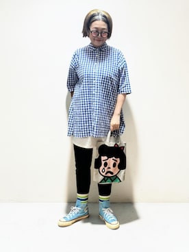 「studio CLIP（スタディオクリップ）の【WEB限定】CONVERSE オールスターエイジド（スニーカー、ブルー系）」を使った、未央  ‪ ‪ さん（レディース・169cm）の秋コーディネート