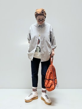 「アイテム（エコバッグ/サブバッグ）」を使った、未央  ‪ ‪ さん（レディース・170cm）の秋コーディネート