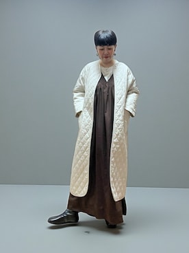 「アイテム（ノーカラーコート）」を使った、未央  ‪ ‪ さん（レディース・170cm）の冬コーディネート