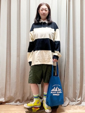 「ネオンイエロー」｜「アイテム（その他）」を使った、未央  ‪ ‪ さん（レディース・169cm）の秋コーディネート